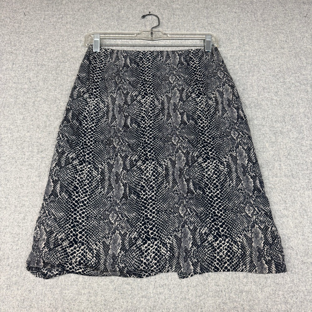INC International Concepts Petite Silk Skirt 6P Black White Snakeskin Print
